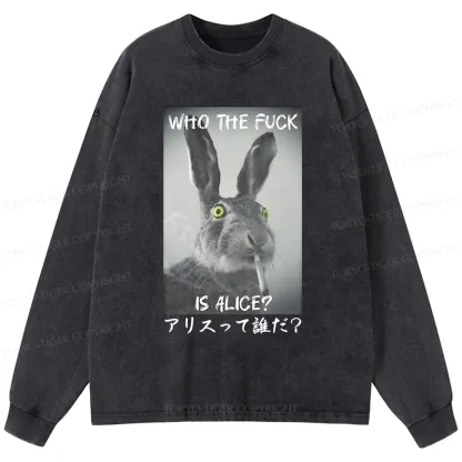 Tokyo-Tiger Who Is Alice? Washed Long Sleeve T-Shirt