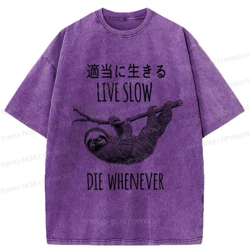 Tokyo-Tiger Live Slow Die Whenever Washed T-Shirt