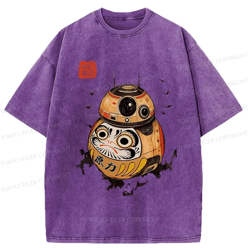 Tokyo-Tiger Daruma Robot Washed T-Shirt