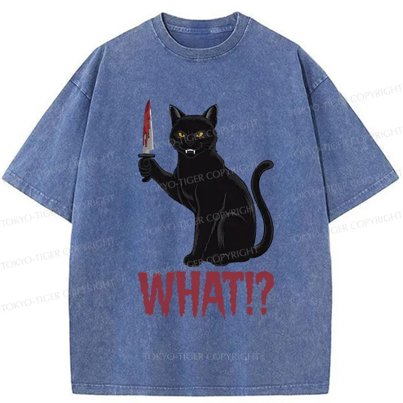 Tokyo-Tiger Fierce Black Cat Washed T-Shirt
