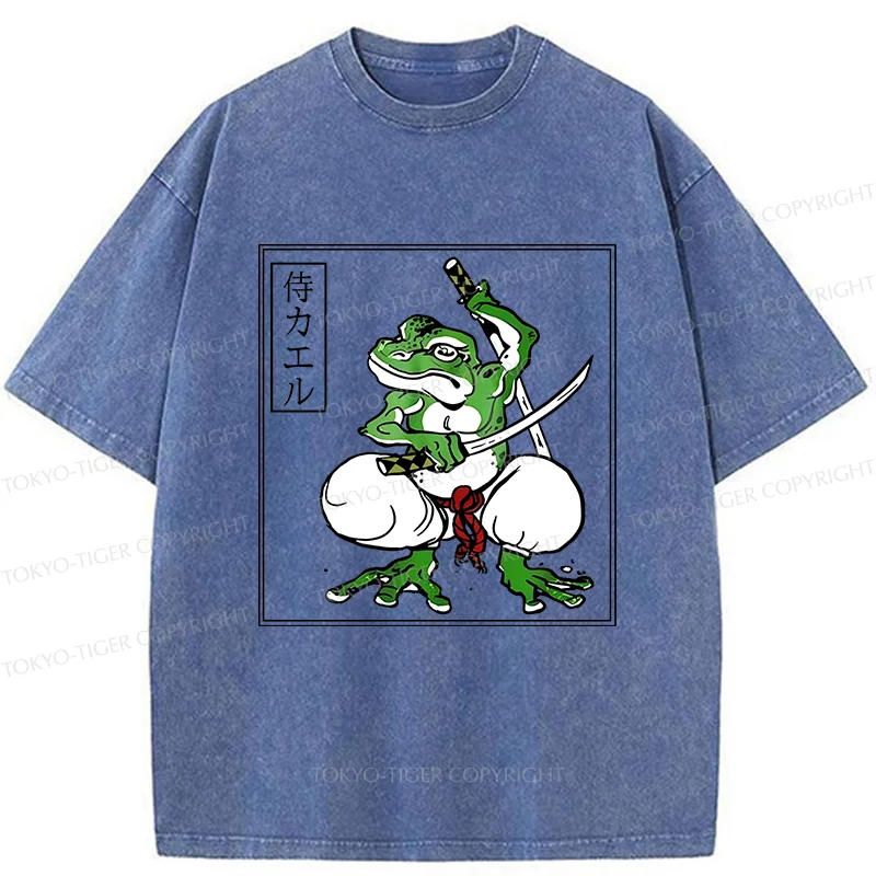 Tokyo-Tiger Retro Frog Samurai Washed T-Shirt