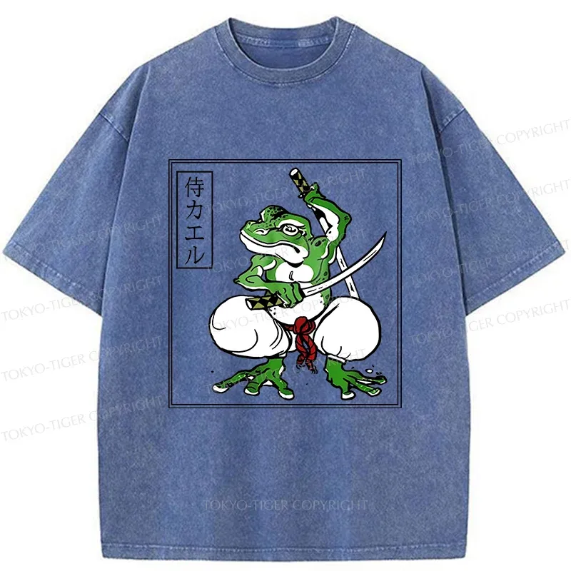 Tokyo-Tiger Retro Frog Samurai Washed T-Shirt