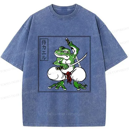 Tokyo-Tiger Retro Frog Samurai Washed T-Shirt