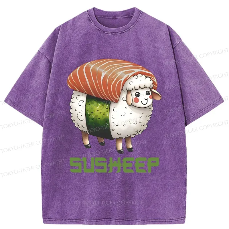 Tokyo-Tiger Susheep Funny Washed T-Shirt