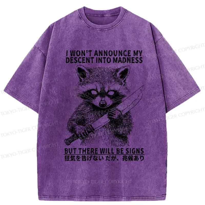 Tokyo-Tiger Raccoon Goes Into Madness Washed T-Shirt