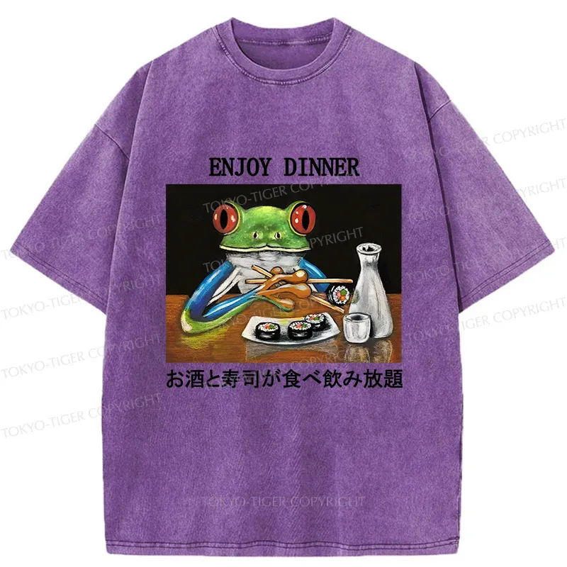 Tokyo-Tiger Enjoy Dinner Washed T-Shirt