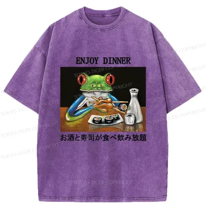 Tokyo-Tiger Enjoy Dinner Washed T-Shirt