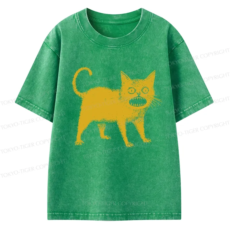 Tokyo-Tiger Horrible Japanese Cat Kids Washed T-Shirt