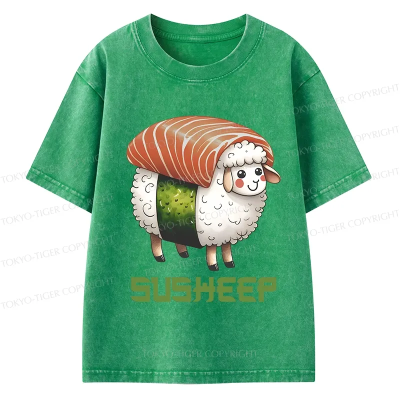 Tokyo-Tiger Susheep Funny Kids Washed T-Shirt
