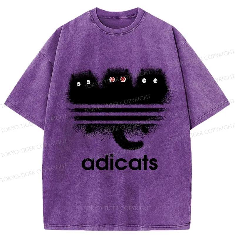 Tokyo-Tiger Funny Adicats Washed T-Shirt