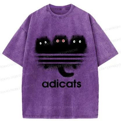 Tokyo-Tiger Funny Adicats Washed T-Shirt