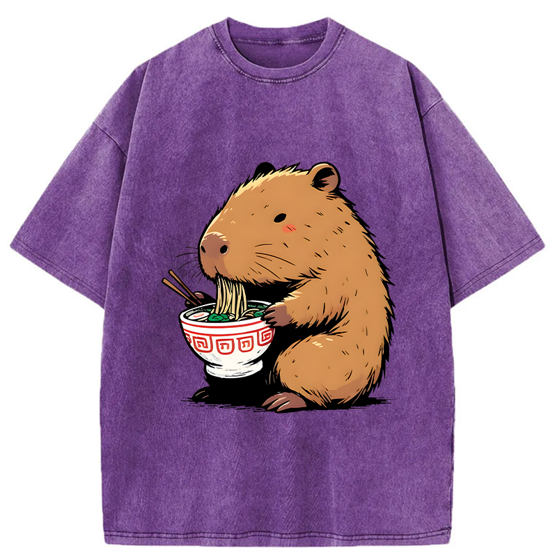 Tokyo-Tiger Ramen Lover Capybara Washed T-Shirt