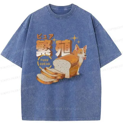 Tokyo-Tiger Pure Bread Dog Funny Washed T-Shirt
