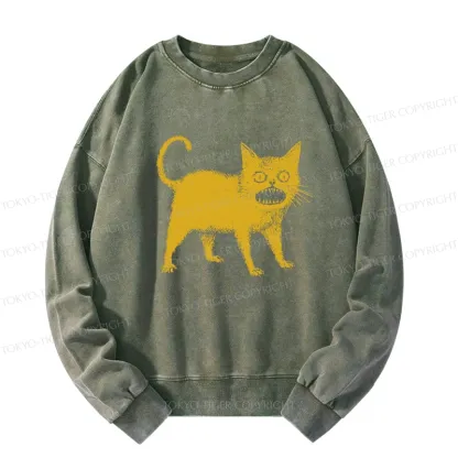 Tokyo-Tiger Horrible Japanese Cat Washed Sweatshirt