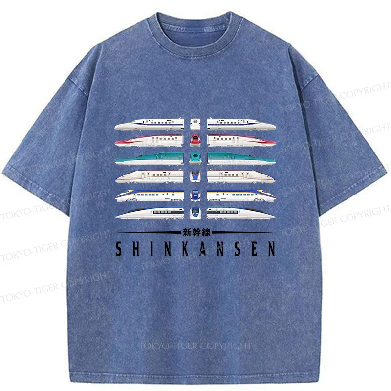 Tokyo-Tiger Shinkansen Trains Washed T-Shirt