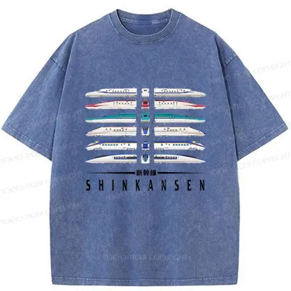 Tokyo-Tiger Shinkansen Trains Washed T-Shirt