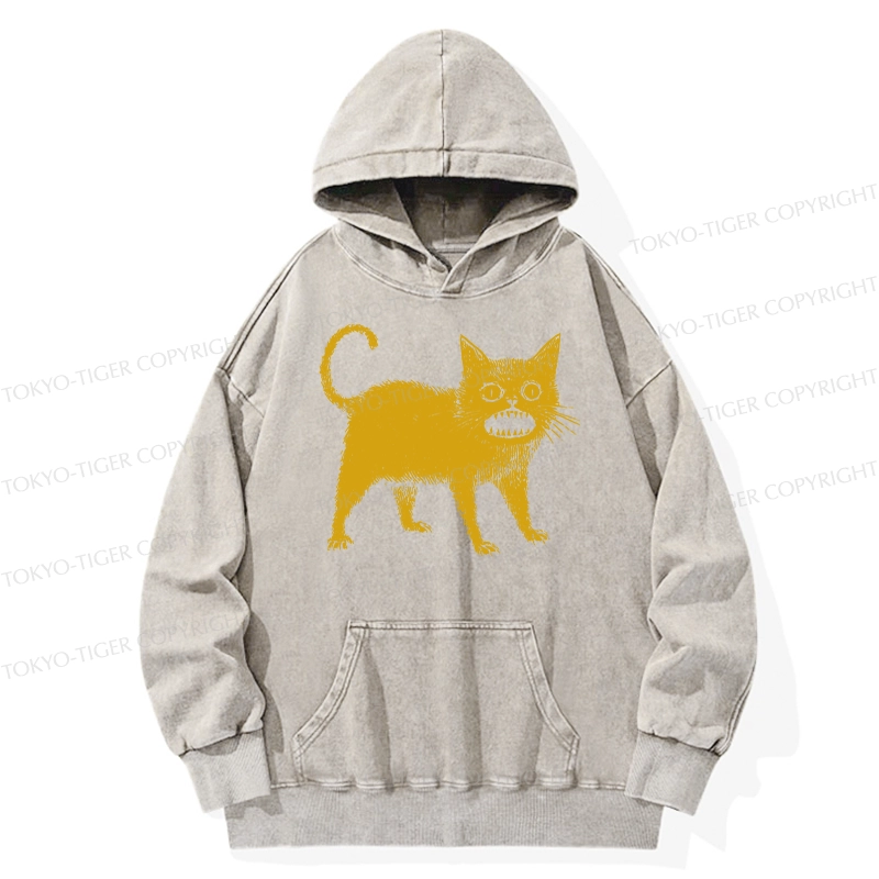Tokyo-Tiger Horrible Japanese Cat Washed Hoodie