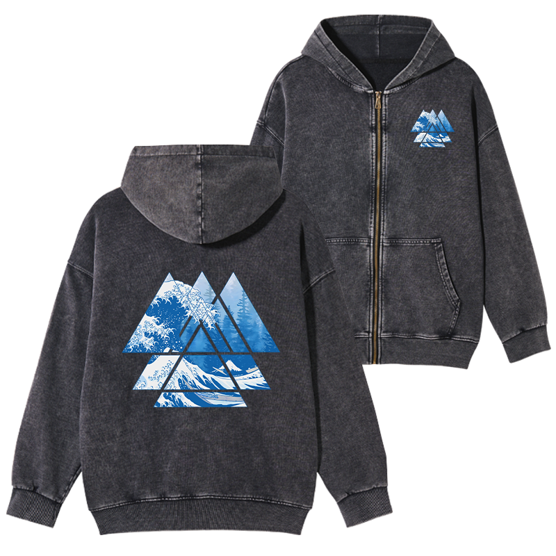 Tokyo-Tiger The Great Wave Washed Zip Hoodie Sale