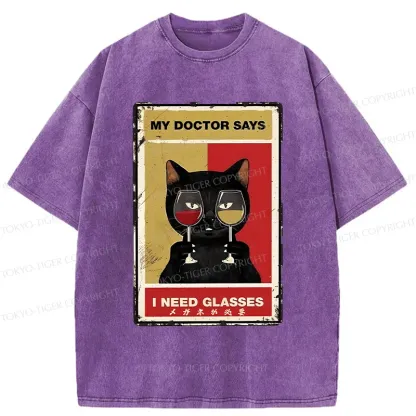 Tokyo-Tiger Cats Need Glasses Washed T-Shirt