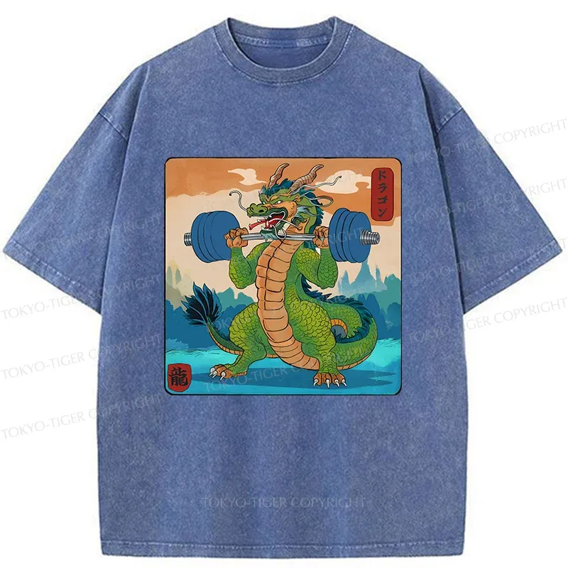 Tokyo-Tiger Dragon With Strong Abdominal Muscles Washed T-Shirt