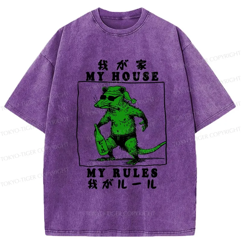 Tokyo-Tiger My House My Rules Washed T-Shirt