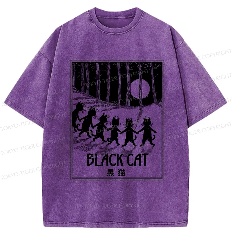 Tokyo-Tiger Six Black Cats Washed T-Shirt