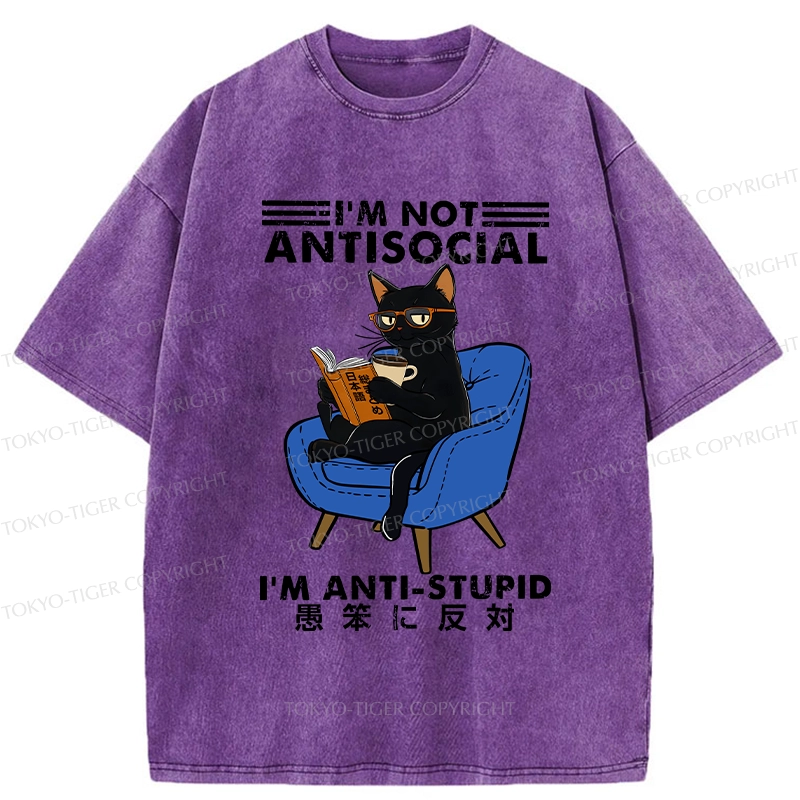 Tokyo-Tiger I'm Not Antisocial Washed T-Shirt