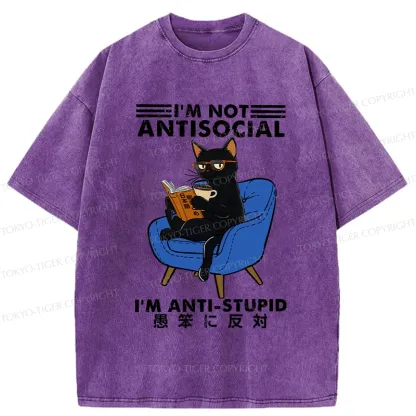 Tokyo-Tiger I'm Not Antisocial Washed T-Shirt