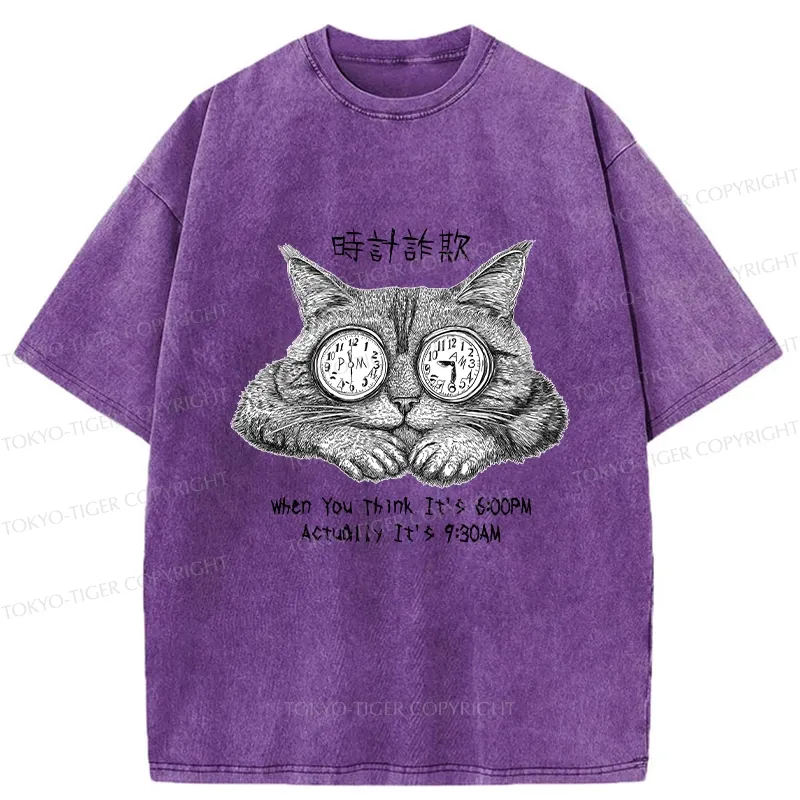 Tokyo-Tiger Funny Hour Hand Fraud Washed T-Shirt