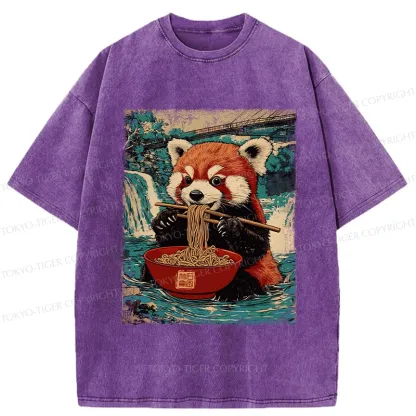 Tokyo-Tiger Ramen Lover Red Panda Washed T-Shirt