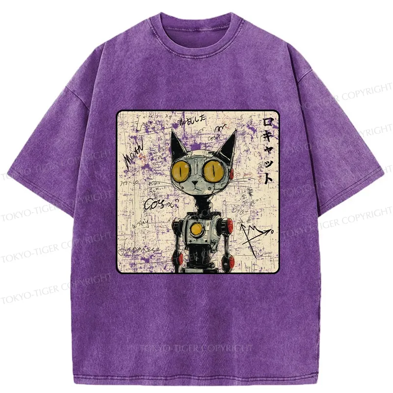 Tokyo-Tiger Robot Cat Washed T-Shirt
