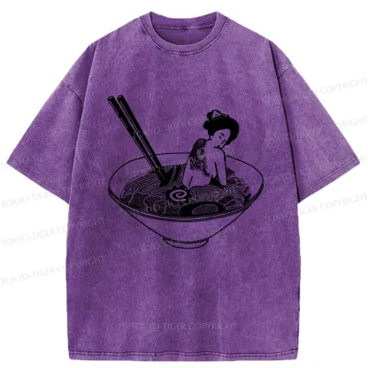 Tokyo-Tiger Geisha Tattoo Ramen Washed T-Shirt