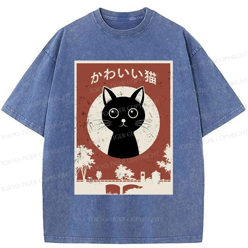 Tokyo-Tiger Vintage Japanese Cat Washed T-Shirt