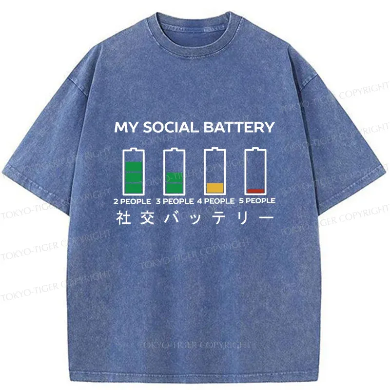 Tokyo-Tiger My Social Battery Washed T-Shirt