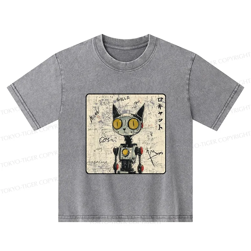 Tokyo-Tiger Robot Cat Kids Washed T-Shirt