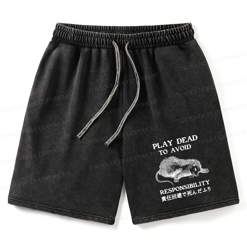 Tokyo-Tiger Play Dead To Avoid Responsibility Washed Shorts