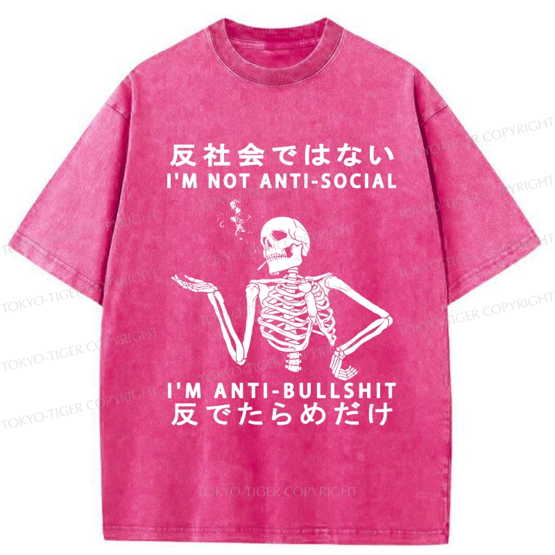 Tokyo-Tiger I'm Anti-Bullshit Funny Washed T-Shirt