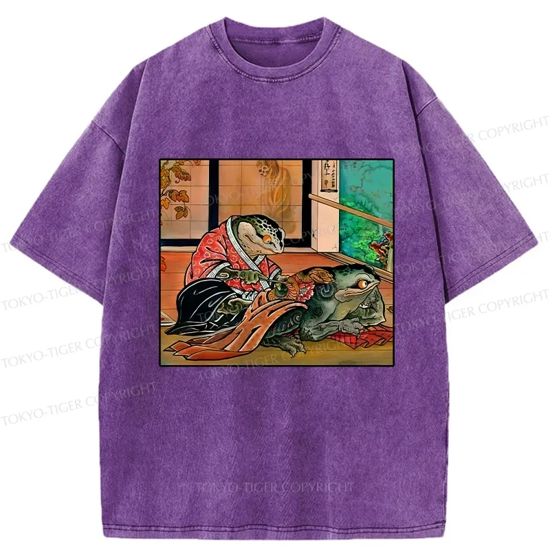 Tokyo-Tiger Frog Tattoo Washed T-Shirt