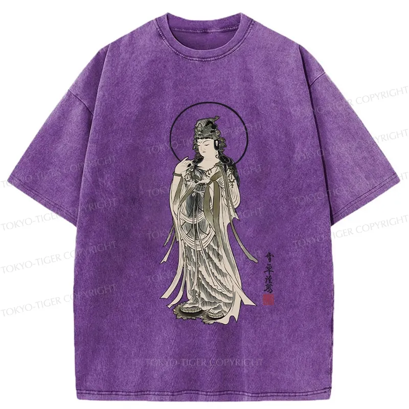 Tokyo-Tiger Vintage Guanyin Bodhisattva Washed T-Shirt