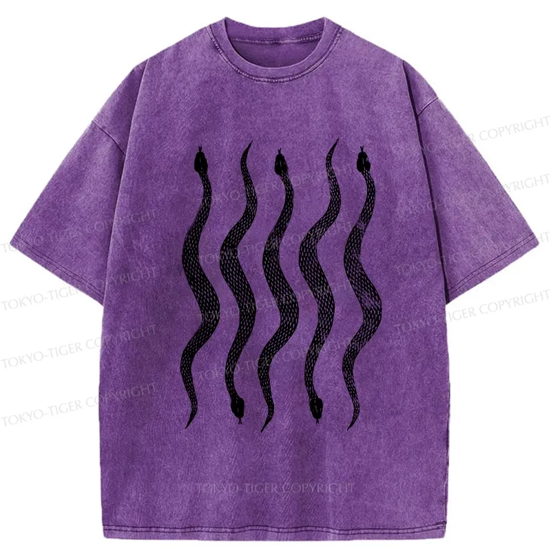 Tokyo-Tiger Sinuous Snake Washed T-Shirt