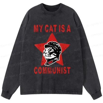 Tokyo-Tiger Funny Cat-ism Washed Long Sleeve T-Shirt