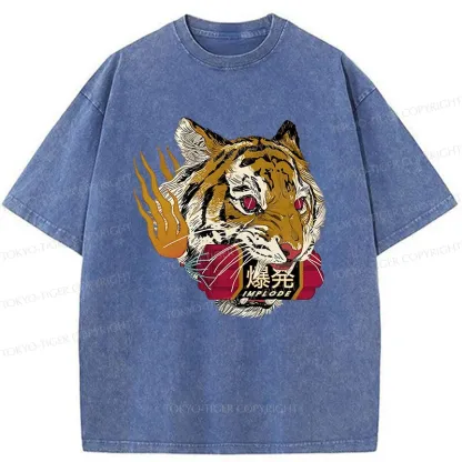 Tokyo-Tiger Angry Tiger Washed T-Shirt
