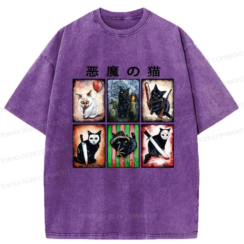 Tokyo-Tiger Demon Cat Washed T-Shirt