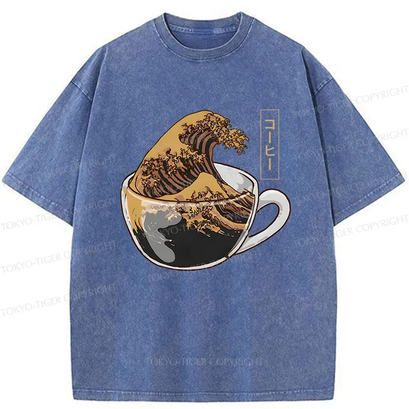 Tokyo-Tiger Coffee Wave Washed T-Shirt