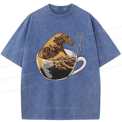 Tokyo-Tiger Coffee Wave Washed T-Shirt