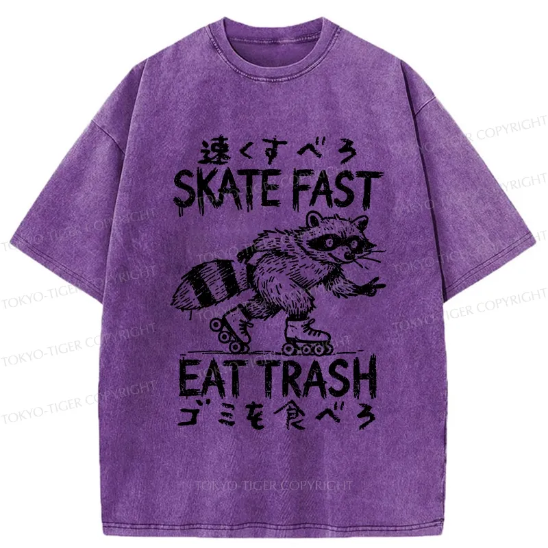Tokyo-Tiger Skate Fast Eat Trash Washed T-Shirt