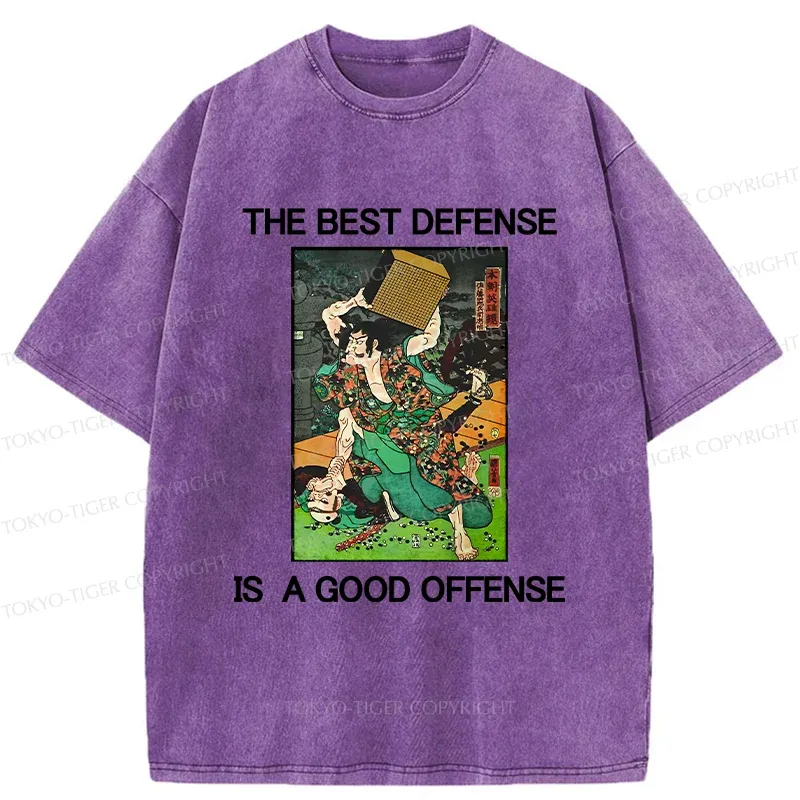 Tokyo-Tiger The Best Defense Is A Good Offense Washed T-Shirt