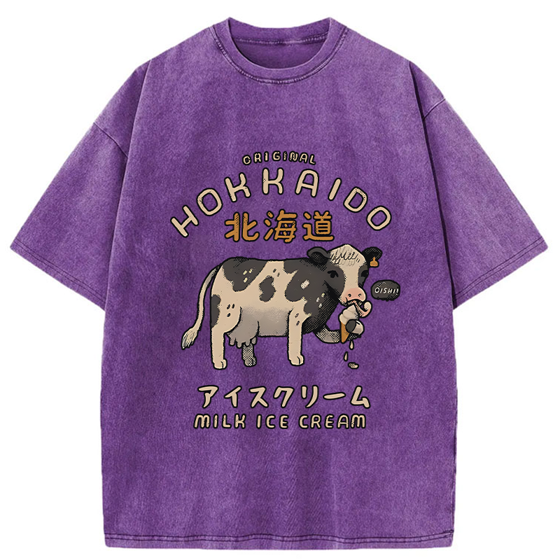 Tokyo-Tiger Cow Ice Cream Washed T-Shirt