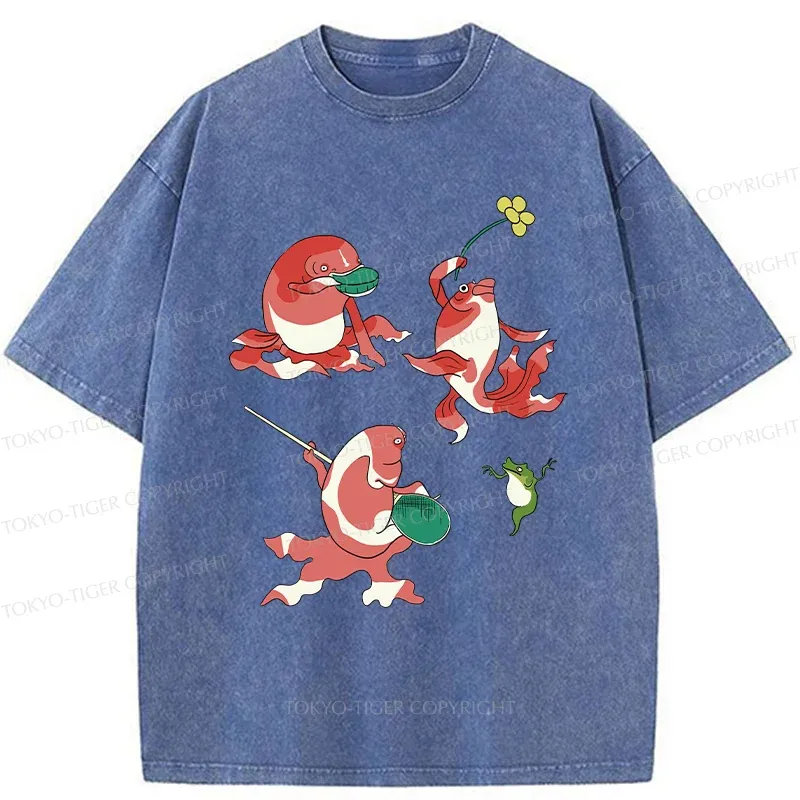 Tokyo-Tiger Fish Party Washed T-Shirt