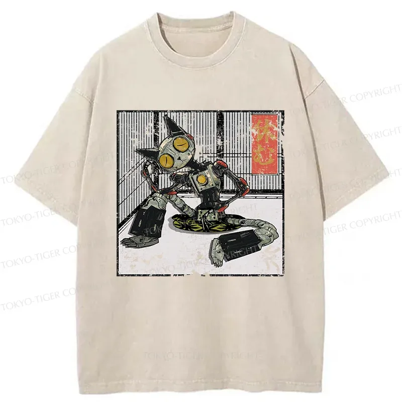 Tokyo-Tiger Doraemon Taking A Rest Washed T-Shirt